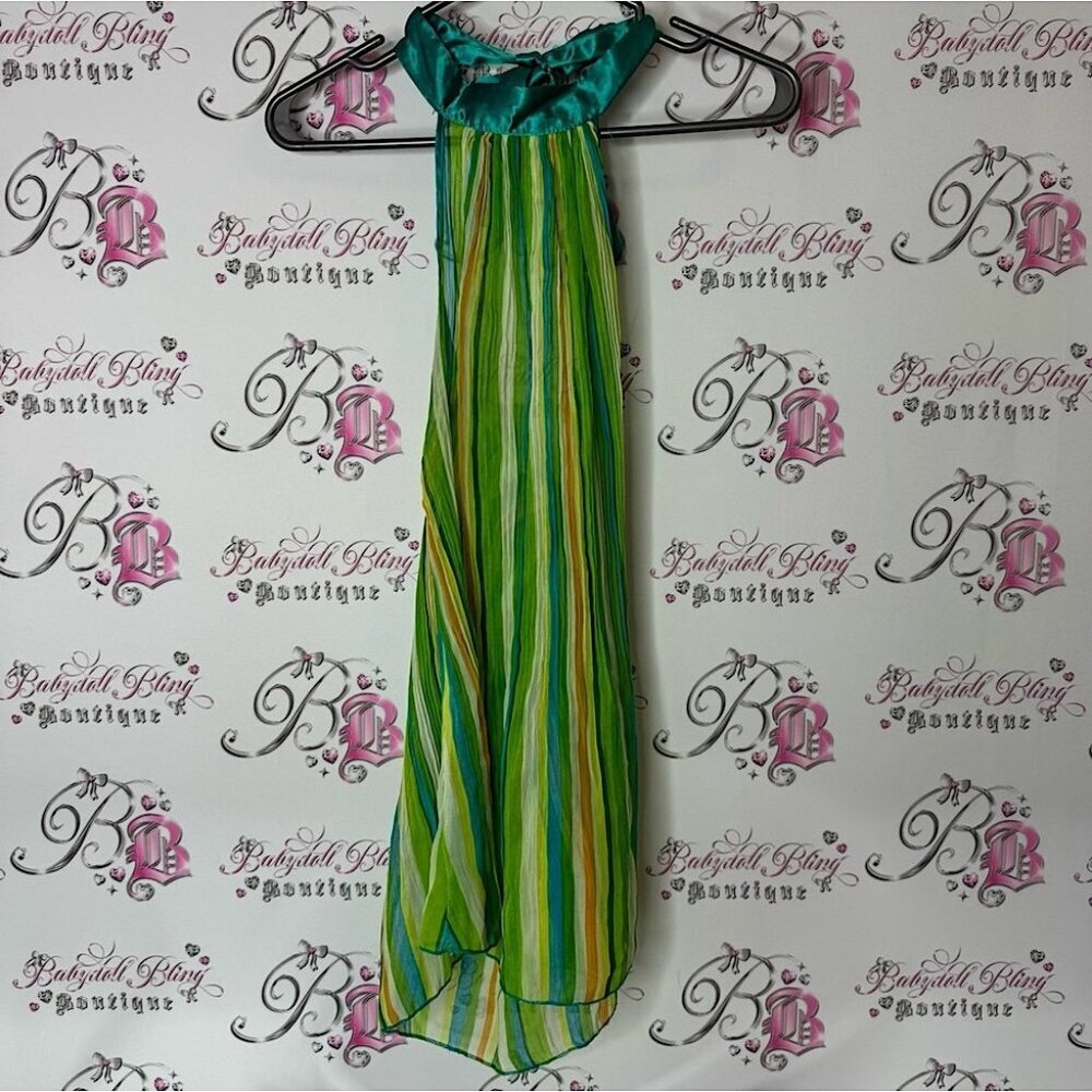 Halter top tank top striped y2k Green Striped lightweight shirt